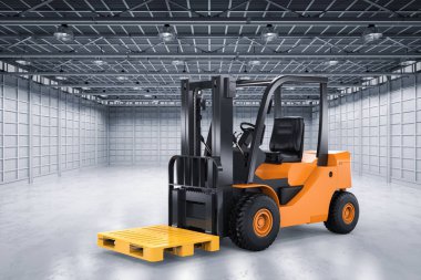 Sarı palet ile forklift kamyon