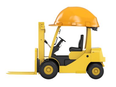 Sarı kask ile forklift kamyon