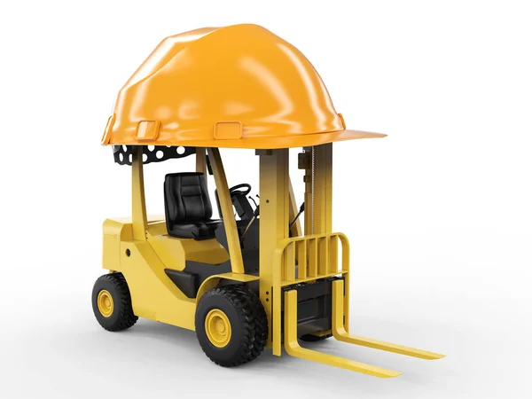 Carrello elevatore con casco giallo — Foto Stock