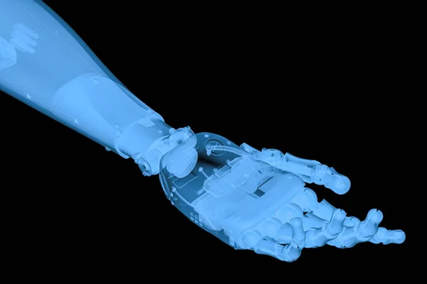X 射线机器人手与手的手掌打开 — 图库照片