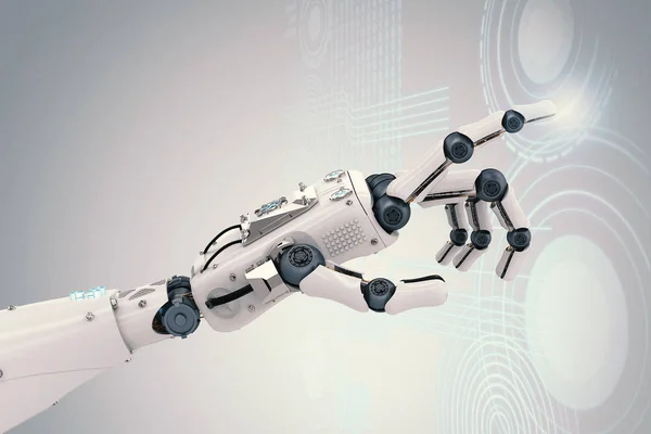 Mão robótica com gráfico virtual — Fotografia de Stock