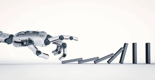 robotic hand collapse dominoes