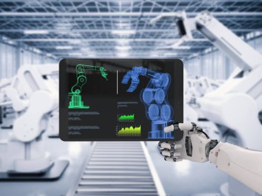 robot el dijital tablet ile çalışma 