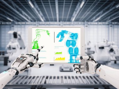 robot el dijital tablet ile çalışma 