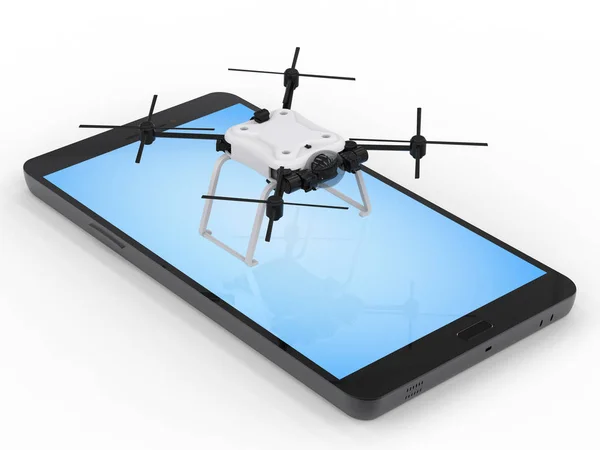 Handy mit Drohne — Stockfoto