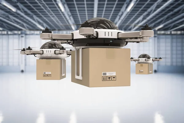 Drone de entrega no armazém — Fotografia de Stock