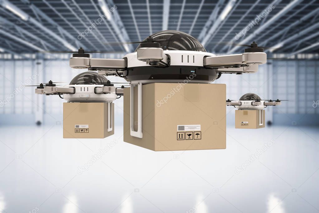 delivery drone in warehouse