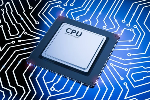 Chip cpu en la placa de circuito —  Fotos de Stock