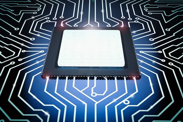 Chip cpu na placa de circuito — Fotografia de Stock