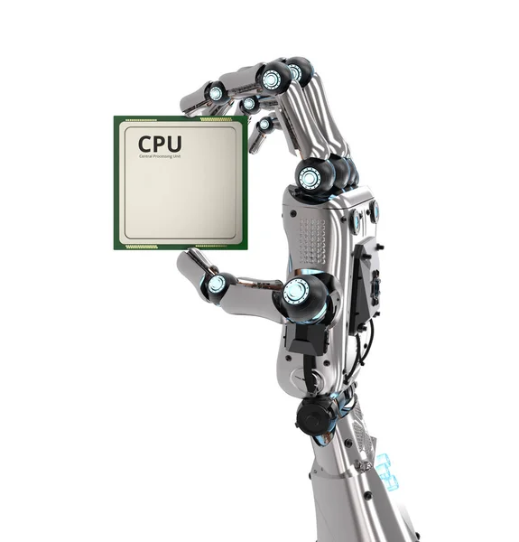 Robot kezében cpu chip — Stock Fotó