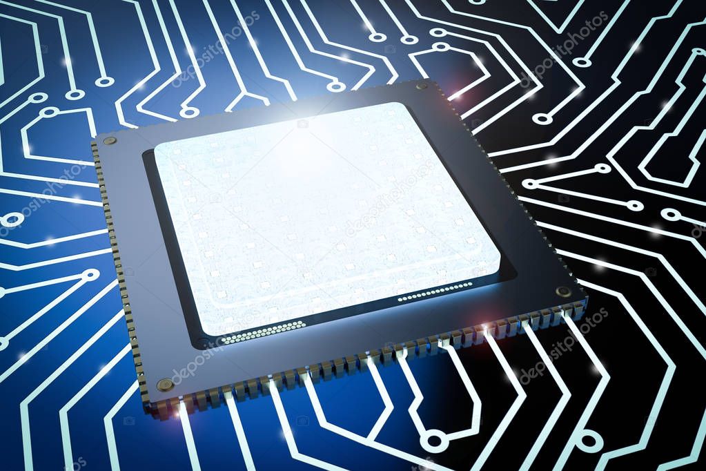 cpu chip on circuit board