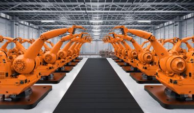 Konveyör hattı ile robot savaş silahları
