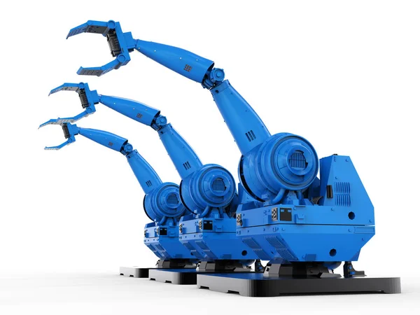 Blue robotic arms — Stock Photo, Image