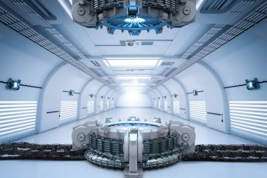 hologram makine ya da projektör tünelde 
