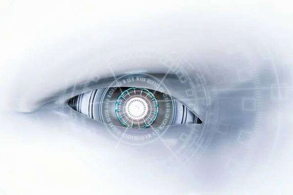 虚拟显示机器人眼 — 图库照片