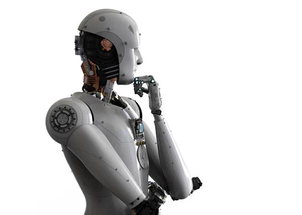Robot androide pensando —  Fotos de Stock