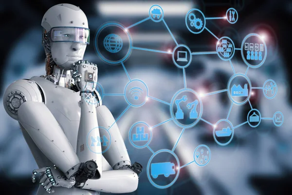 Android robot with industrial network — Stock Photo, Image