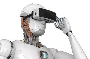Android robot giyen vr kulaklık