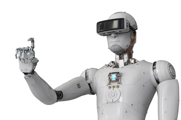 Android robot wearing vr headset — Stock Photo, Image