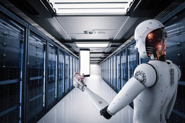 sunucu odasına çalışan robot
