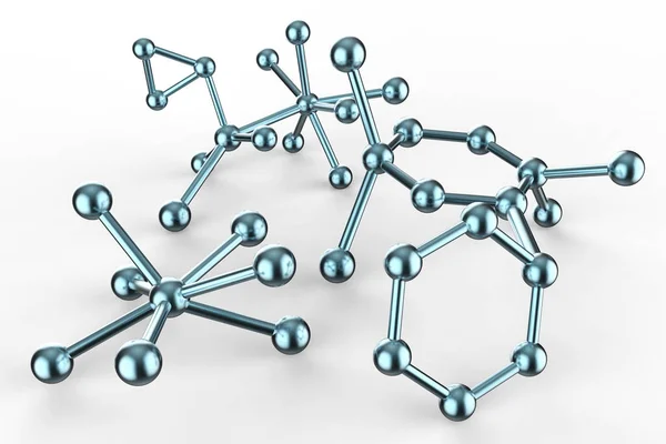 青い金属分子構造 — ストック写真