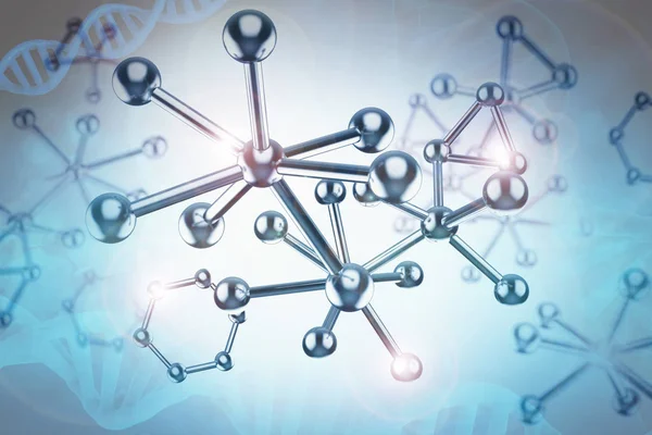 青い金属分子構造 — ストック写真