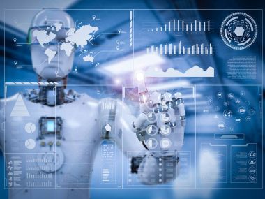 dijital ekran ile çalışan robot