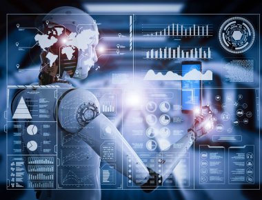 dijital ekran ile çalışan robot