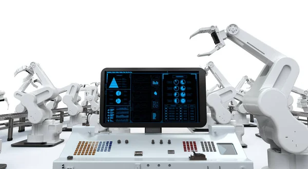 Kontrol paneli ekran robot savaş silahları ile — Stok fotoğraf