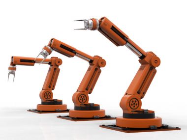 beyaz zemin üzerinde üç robot savaş silahları