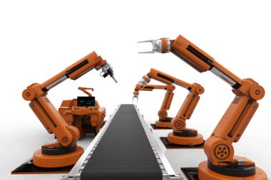 robot silah konveyör hattı ile