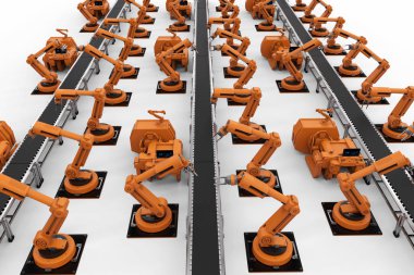 robot silah konveyör hattı ile