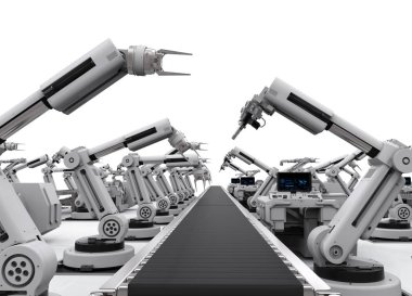 robot silah konveyör hattı ile