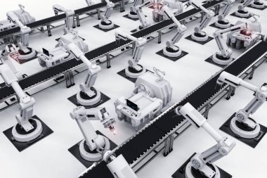 robot silah konveyör hattı ile