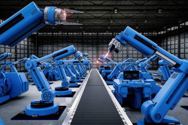 robot silah konveyör hattı ile