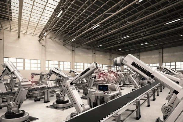 Robot arms with conveyor line — Stock Photo, Image