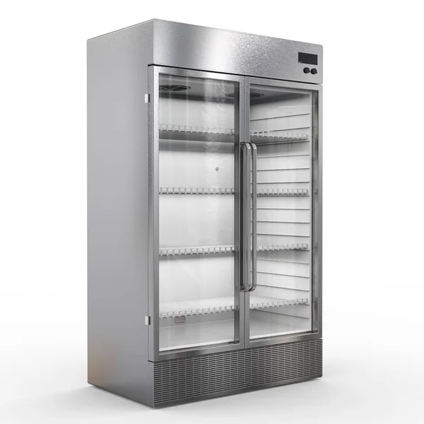 Stainless steel commercial fridge — Stock Photo, Image