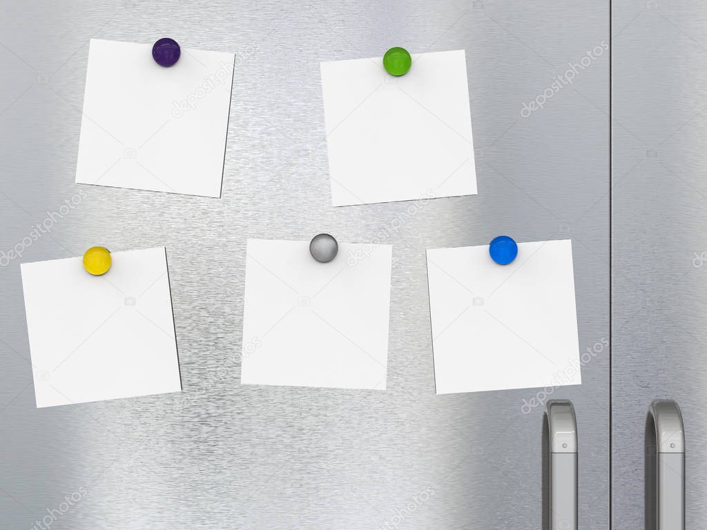 empty notes with fridge magnets 