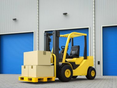  depoda forklifti ile kutuları