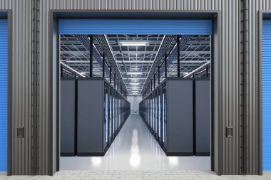 server computers in warehouse clipart