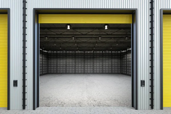 Warehouse interior with shutter doors — Stock Photo, Image