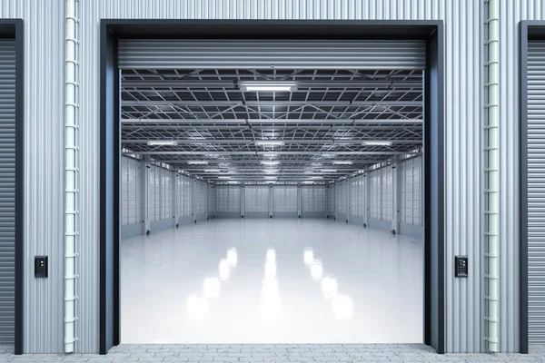 Warehouse interior with shutter doors — Stock Photo, Image