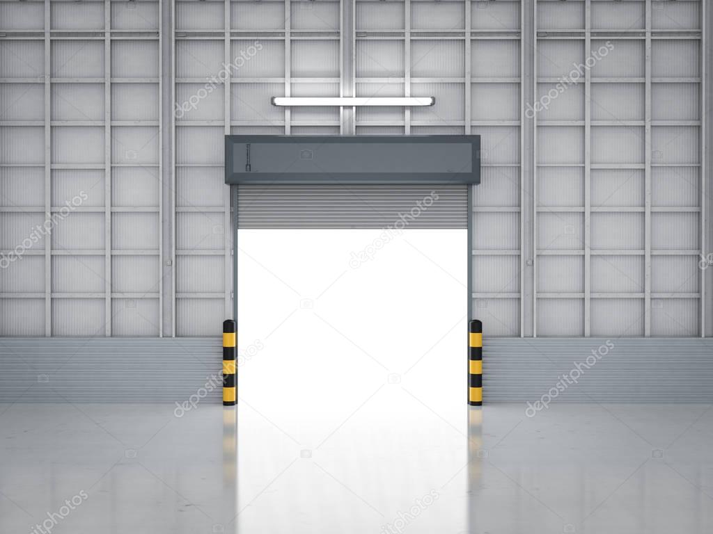 warehouse interior with shutter door