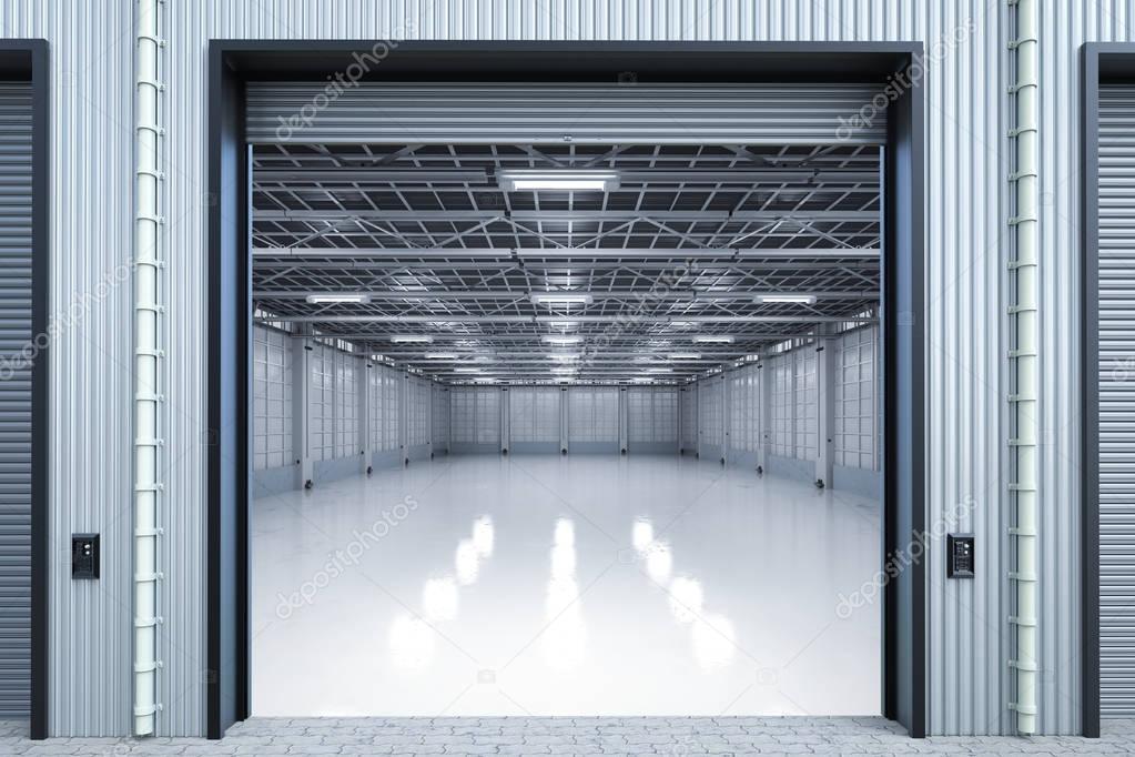 warehouse interior with shutter doors