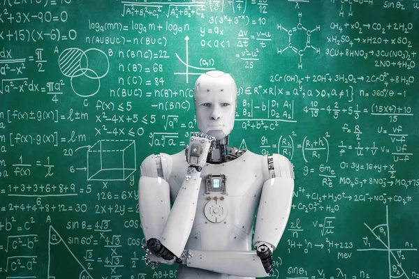 Robot learning or solving problems — Stock Photo, Image