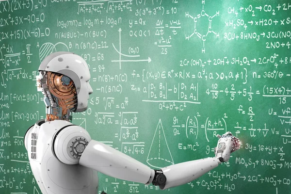 Robot lärande eller lösa problem — Stockfoto