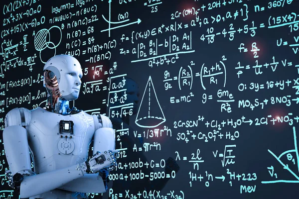 Robot learning or solving problems — Stock Photo, Image