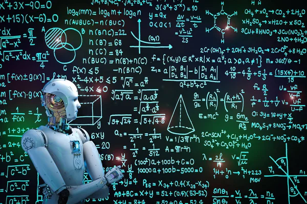 Robot lärande eller lösa problem — Stockfoto