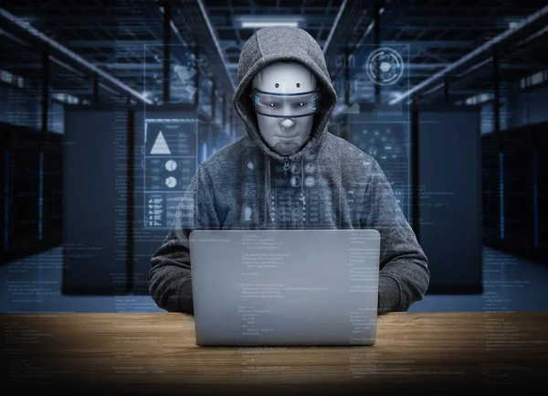 Robô humanóide hacker — Fotografia de Stock