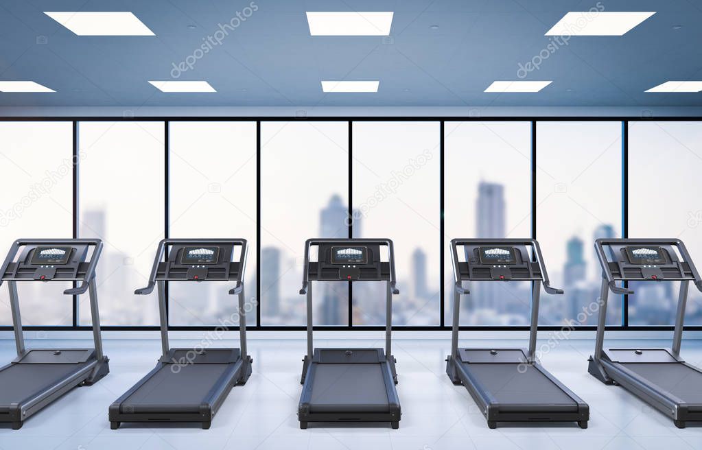 treadmills in fitness gym